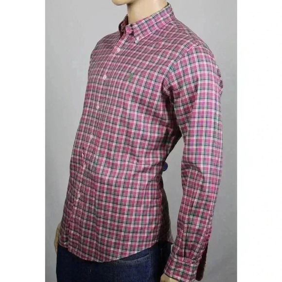 *Ralph Lauren Pink Plaid Button Down Long Sleeved Men’s Size L - Picture 1 of 6